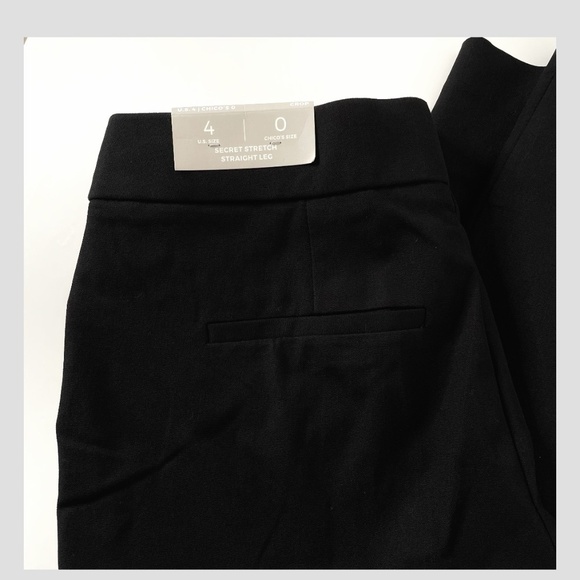 NWT Chicos Secret Stretch Straight Leg Crop Black Mid Rise Fit Stretch Pants - Picture 3 of 6